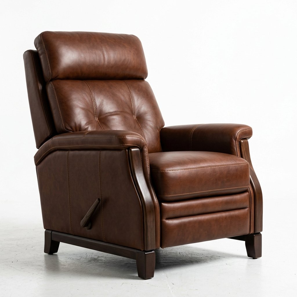 Fauteuil cuir véritable cognac premium, finitions haut de gamme